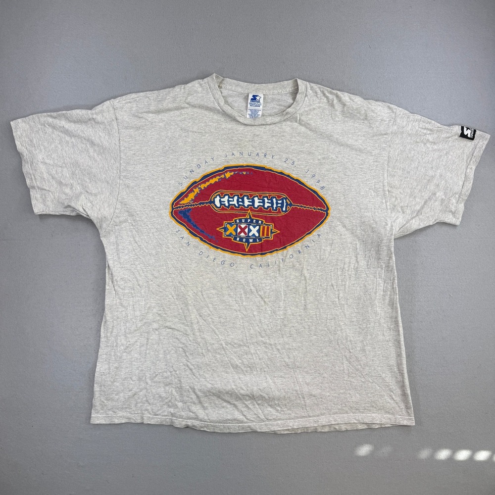 Vintage 1998 Super Bowl XXXII T-Shirt Men 2XL Gray NFL Football Broncos Packers